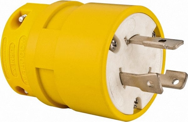 Value Collection - 277 VAC, 30 Amp, L7-30 NEMA, Straight, Ungrounded, Industrial Grade Plug - 2 Pole, 3 Wire, 1 Phase, Rubber, Yellow - Exact Tooling