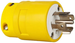 Value Collection - 277/480 VAC, 20 Amp, L22-20 NEMA, Straight, Self Grounding, Industrial Grade Plug - 4 Pole, 5 Wire, 3 Phase, Rubber, Yellow - Exact Tooling