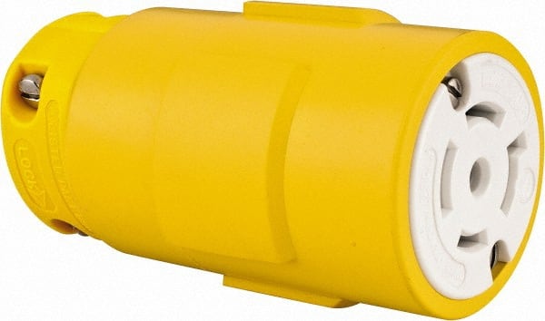 Value Collection - 277/480 VAC, 20 Amp, L22-20 NEMA, Straight, Self Grounding, Industrial Grade Connector - 4 Pole, 5 Wire, 3 Phase, Rubber, Yellow - Exact Tooling