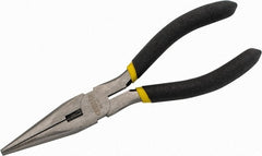 Stanley - 6-3/4" OAL, 2-3/16" Jaw Length x 25/32" Jaw Width, Long Nose Side Cutting Needle Nose Pliers - Serrated Jaw, Cushion Grip Handles - Exact Tooling