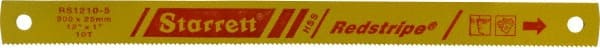 Starrett - 12" Long, 10 Teeth per Inch, High Speed Steel Power Hacksaw Blade - Toothed Edge, 1" Wide x 0.05" Thick - Exact Tooling