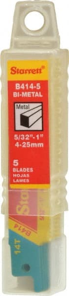 Starrett - 4" Long x 3/4" Thick, Bi-Metal Reciprocating Saw Blade - Straight Profile, 14 TPI, Toothed Edge, Universal Shank - Exact Tooling