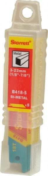 Starrett - 4" Long x 3/4" Thick, Bi-Metal Reciprocating Saw Blade - Straight Profile, 18 TPI, Toothed Edge, Universal Shank - Exact Tooling