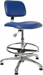 Bevco - Clean Room Swivel Chair - 20" Wide x 17" Deep, Vinyl Seat, Blue - Exact Tooling