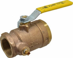Conbraco - 1-1/4" Pipe, Bronze, Straight with Side Tap, Gas Ball Valve - 250 psi WOG Rating, Lever Handle, FNPT x FNPT End Connections, 2 Piece - Exact Tooling
