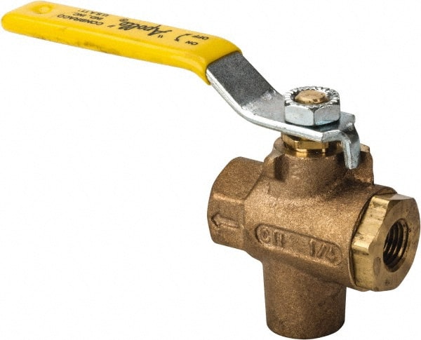 Apollo - 1/4" Pipe, Full Port, Bronze Standard Ball Valve - 2 Piece, Inline - One Way Flow, FNPT x FNPT Ends, Lever Handle, 125 WOG - Exact Tooling