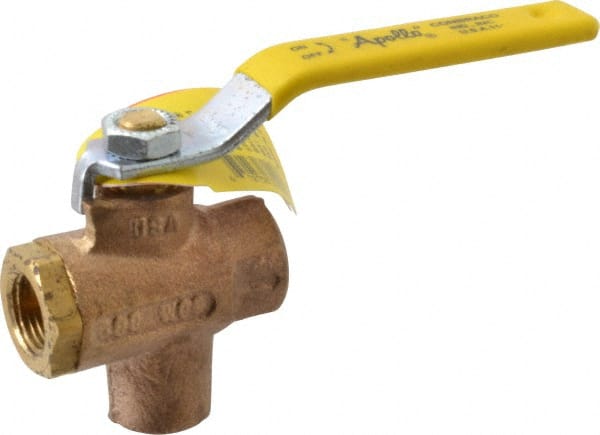 Apollo - 3/8" Pipe, Full Port, Bronze Standard Ball Valve - 2 Piece, Inline - One Way Flow, FNPT x FNPT Ends, Lever Handle, 125 WOG - Exact Tooling