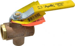 Apollo - 1/2" Pipe, Full Port, Bronze Standard Ball Valve - 2 Piece, Inline - One Way Flow, FNPT x FNPT Ends, Lever Handle, 125 WOG - Exact Tooling