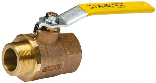 Apollo - 1-1/2" Pipe, Standard Port, Bronze Standard Ball Valve - 2 Piece, Inline - One Way Flow, MNPT x FNPT Ends, Lever Handle, 600 WOG, 150 WSP - Exact Tooling