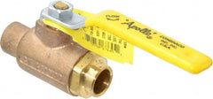 Apollo - 1/2" Pipe, Standard Port, Bronze Standard Ball Valve - Three Way, Soldered x Soldered Ends, Lever Handle, 400 WOG - Exact Tooling