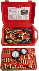 Proto - 2' Hose Length, 0 to 145 psi, Mechanical Automotive Fuel Injection Tester - 1 Lb Graduation - Exact Tooling