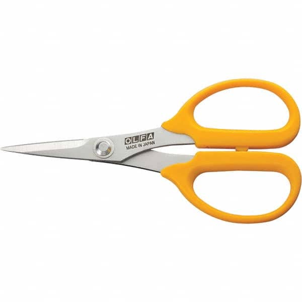 Olfa - Scissors & Shears; Blade Material: Stainless Steel ; Applications: Graphics; Kevlar; Leather; Paper; Polystyrene Foam; Textiles; Vinyl; Precision Cutting ; Handle Material: ABS Plastic ; Length of Cut (Inch): 1-1/2 ; Handle Style: Straight ; Overa - Exact Tooling