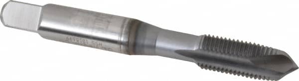 OSG - 3/8-24 UNF, 3 Flute, TiCN Finish, High Speed Steel Spiral Point Tap - Plug Chamfer, Right Hand Thread, 2-15/16" OAL, 1-1/4" Thread Length, 0.381" Shank Diam, 3B Class of Fit - Exact Tooling