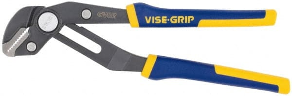 Irwin - 8" OAL, 1-3/4" Jaw Length, Groovelock Pliers - Serrated Jaw, Straight Head, ProTouch Handles - Exact Tooling