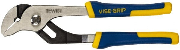 Irwin - 8" OAL, 1-1/4" Jaw Length, Groove Joint Pliers - Serrated Jaw, Straight Head, ProTouch Handles - Exact Tooling