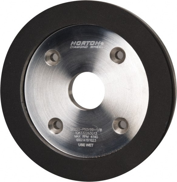 Norton - 6" Diam, 1-1/4" Hole Size, 3/4" Overall Thickness, 220 Grit, Type 6 Tool & Cutter Grinding Wheel - Very Fine Grade, Diamond, P Hardness, Vitrified Bond - Exact Tooling