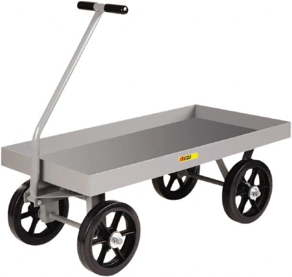 Little Giant - 3,500 Lb Capacity Steel Wagon Truck - Steel Deck, 30" OAW, 60" Platform Length x 16-1/2" Platform Height, Mold On Rubber Casters - Exact Tooling