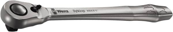 Wera - 3/8" Drive Slim Line Head Quick-Release Ratchet - Satin Finish, 222mm OAL, 76 Gear Teeth, Ergonomic Handle, Reversible Head - Exact Tooling