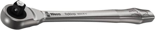 Wera - 3/8" Drive Slim Line Head Quick-Release Ratchet - Satin Finish, 222mm OAL, 76 Gear Teeth, Ergonomic Handle - Exact Tooling