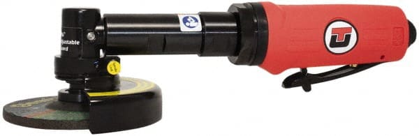 Universal Tool - 4" Wheel Diam, 14,000 RPM, Pneumatic Angle & Disc Grinder - 3/8-24 Spindle, 16 CFM, Rear Exhaust - Exact Tooling