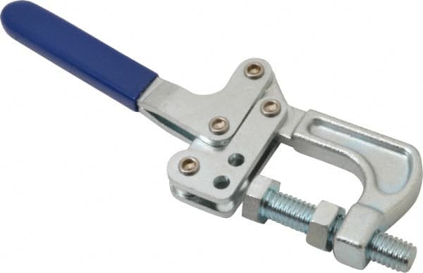 Gibraltar - 800 Lb Load Capacity, 1.25" Throat Depth, 8.28" OAL, Carbon Steel Plier Clamp - M12x1.75 Spindle, 2.94" Open Throat Height, Blue Handle - Exact Tooling
