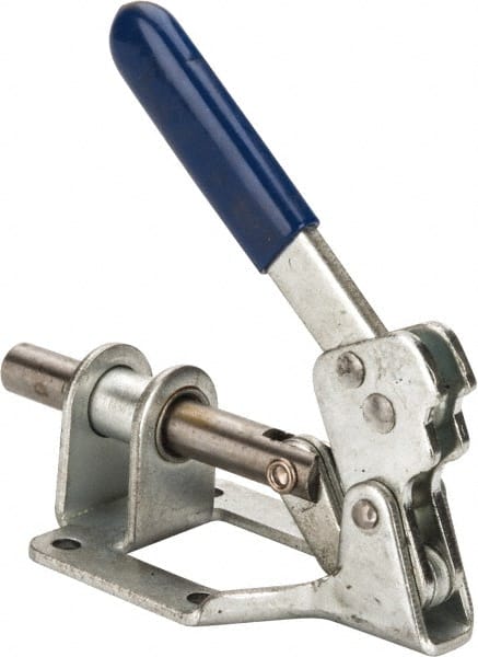 Gibraltar - 300 Lb Load Capacity, Flanged Base, Carbon Steel, Standard Straight Line Action Clamp - 0.22" Mounting Hole Diam, 0.44" Plunger Diam, Straight Handle - Exact Tooling