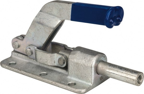 Gibraltar - 800 Lb Load Capacity, Flanged Base, Carbon Steel, Standard Straight Line Action Clamp - 6 Mounting Holes, 0.26" Mounting Hole Diam, 1/2" Plunger Diam, Straight Handle - Exact Tooling