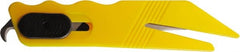 ICT - Fixed Safety Utility Knife - 1" Stainless Steel Blade, Yellow ABS Handle, 2 Blades Included - Exact Tooling