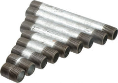 Made in USA - 66 Piece, 1/2" Pipe, Galvanized Pipe Nipple Set - Schedule 40, (6) Close, (6) 1-1/2, (6) 2, (6) 2-1/2, (6) 3, (6) 3-1/2, (6) 4, (6) 4-1/2, (6) 5, (6) 5-1/2, (6) 6 - Exact Tooling