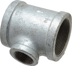 Made in USA - Class 150, 2 x 2 x 1" Galvanized Pipe Reducing Tee - Threaded, Malleable Iron - Exact Tooling
