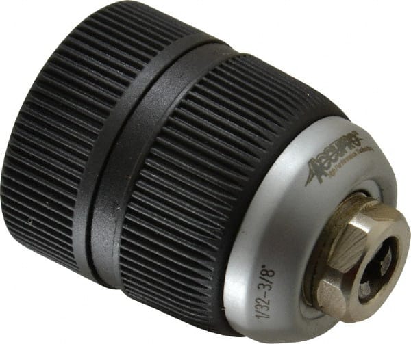 Accupro - 3/8-24, 1/32 to 3/8" Capacity, Threaded Mount Drill Chuck - Keyless, 41mm Sleeve Diam, 57mm Open Length - Exact Tooling
