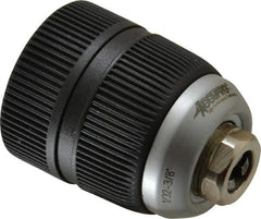 Accupro - 3/8-24, 1/32 to 3/8" Capacity, Threaded Mount Drill Chuck - Keyless, 41mm Sleeve Diam, 57mm Open Length - Exact Tooling