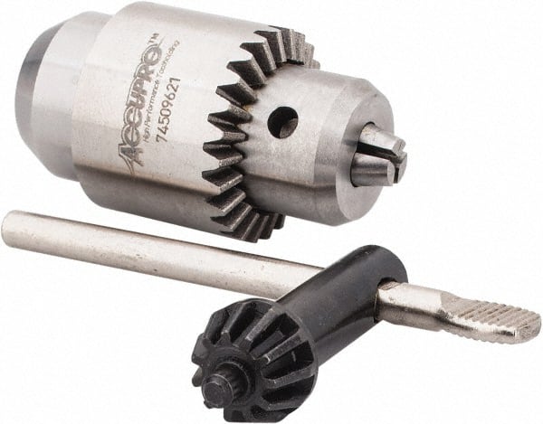 Accupro - 5/16-24, 1/64 to 5/32" Capacity, Threaded Mount Drill Chuck - Keyed, 22mm Sleeve Diam, 38mm Open Length - Exact Tooling