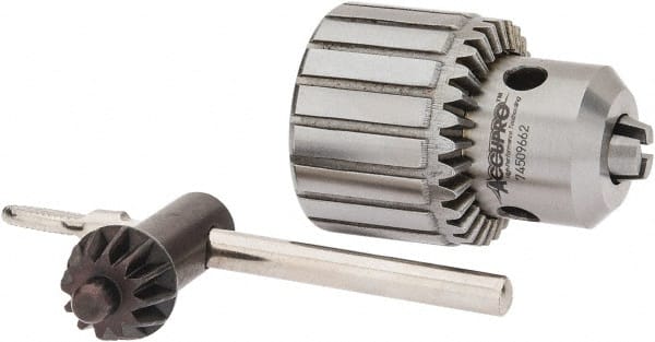 Accupro - 1/2-20, 1/32 to 3/8" Capacity, Threaded Mount Drill Chuck - Keyed, 37mm Sleeve Diam, 51mm Open Length - Exact Tooling