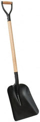PRO-SOURCE - 13" High x 11" Wide Square Steel Shovel - 34" Long Wood D-Grip Handle - Exact Tooling