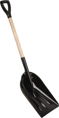 PRO-SOURCE - 14" High x 18" Wide Square Plastic Shovel - 29" Long Wood D-Grip Handle - Exact Tooling