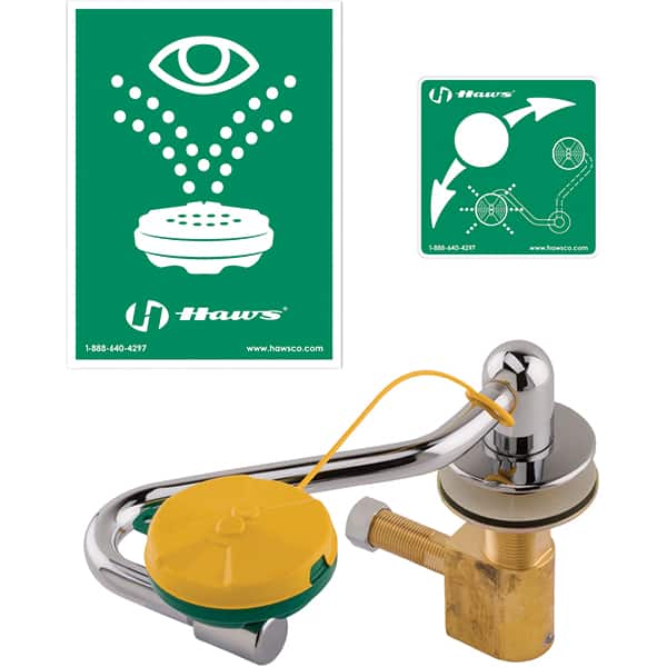 Haws - 13" Wide x 6" High, Faucet Mount, Plastic Bowl, Eye & Face Wash Station - 6" Inlet, 2.5 GPM Flow Rate - Exact Tooling