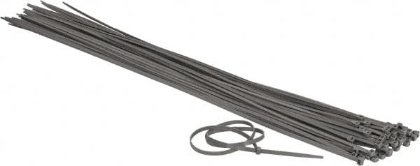 Made in USA - 48-9/16" Long Gray Nylon Standard Cable Tie - 175 Lb Tensile Strength, 2.29mm Thick, 4" Max Bundle Diam - Exact Tooling