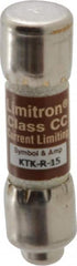 Cooper Bussmann - 600 VAC, 15 Amp, Fast-Acting General Purpose Fuse - Fuse Holder Mount, 1-1/2" OAL, 200 at AC (RMS) kA Rating, 13/32" Diam - Exact Tooling