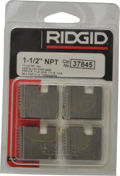 Ridgid - 1-1/2 - 11-1/2 NPT, Right Hand, Alloy Steel, Pipe Threader Die - Ridgid OO-R, 11-R, 12-R, O-R, 11-R Ratchet Threaders or 30A, 31A 3-Way Pipe Threaders Compatibility - Exact Tooling