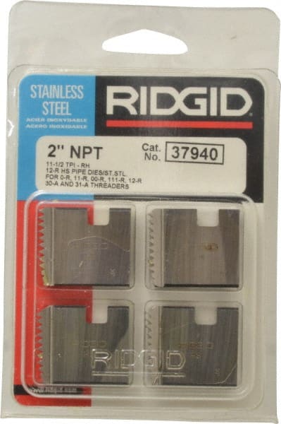Ridgid - 2 - 11-1/2 NPT, Right Hand, High Speed Steel, Pipe Threader Die - Ridgid OO-R, 11-R, 12-R, O-R, 11-R Ratchet Threaders or 30A, 31A 3-Way Pipe Threaders Compatibility - Exact Tooling