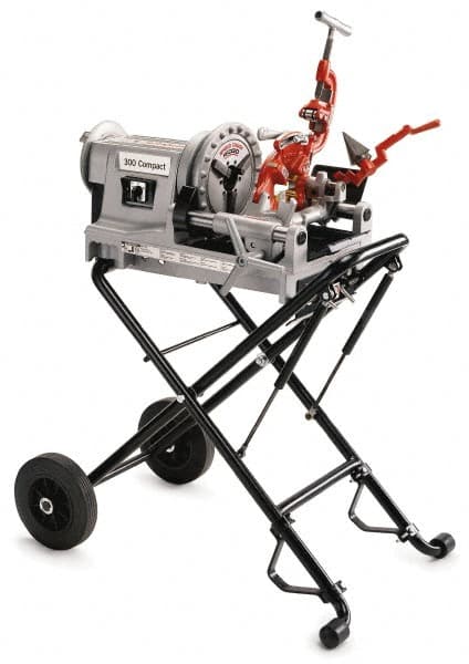Ridgid - 1/8 to 2 Inch Pipe, 38 RPM Spindle Speed, 1/2 hp, Pipe Threading Machine - Heavy Duty Rotary Forward, Off, Reverse with Integral Foot Switch Motor Control, Model 344 Reamer, 115 Volts - Exact Tooling