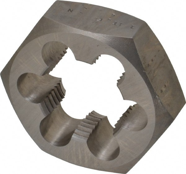 Made in USA - 1-3/4 - 8 UNS Thread, 3-1/8" Hex, Right Hand Thread, Hex Rethreading Die - Carbon Steel, 1" Thick - Exact Tooling