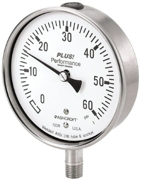 Ashcroft - 2-1/2" Dial, 1/4 Thread, 0-200 Scale Range, Pressure Gauge - Lower Connection Mount, Accurate to 3-2-3% of Scale - Exact Tooling