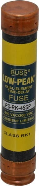 Cooper Bussmann - 300 VDC, 600 VAC, 45 Amp, Time Delay General Purpose Fuse - Fuse Holder Mount, 5-1/2" OAL, 100 at DC, 300 at AC (RMS) kA Rating, 1-1/16" Diam - Exact Tooling