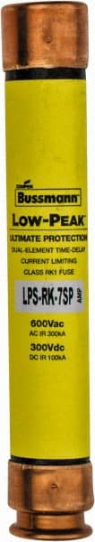 Cooper Bussmann - 300 VDC, 600 VAC, 7 Amp, Time Delay General Purpose Fuse - Fuse Holder Mount, 127mm OAL, 100 at DC, 300 at AC (RMS) kA Rating, 13/16" Diam - Exact Tooling