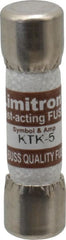 Cooper Bussmann - 600 VAC, 5 Amp, Fast-Acting General Purpose Fuse - Fuse Holder Mount, 1-1/2" OAL, 100 at AC kA Rating, 13/32" Diam - Exact Tooling
