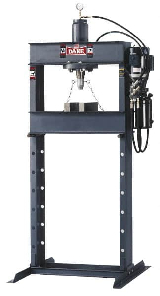 Dake - 25 Ton Hydraulic Shop Press - 10 Inch Stroke, 1 HP, Single Phase - Exact Tooling