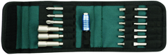19 Piece - Slotted: 4.5-6.5mm Phillips: #1-3; Square #1-3; Torx® Insert: T10-T30. Nut Setters-Power 1/4"; 5/16"; 3/8" Magnetic - Quick Change Insert/Power Bit Belt Pack Set - Exact Tooling
