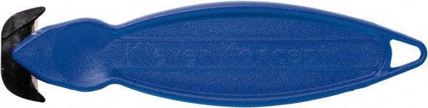 Klever Innovations - Fixed Safety Cutter - 1-1/4" Carbon Steel Blade, Blue Plastic Handle, 1 Blade Included - Exact Tooling